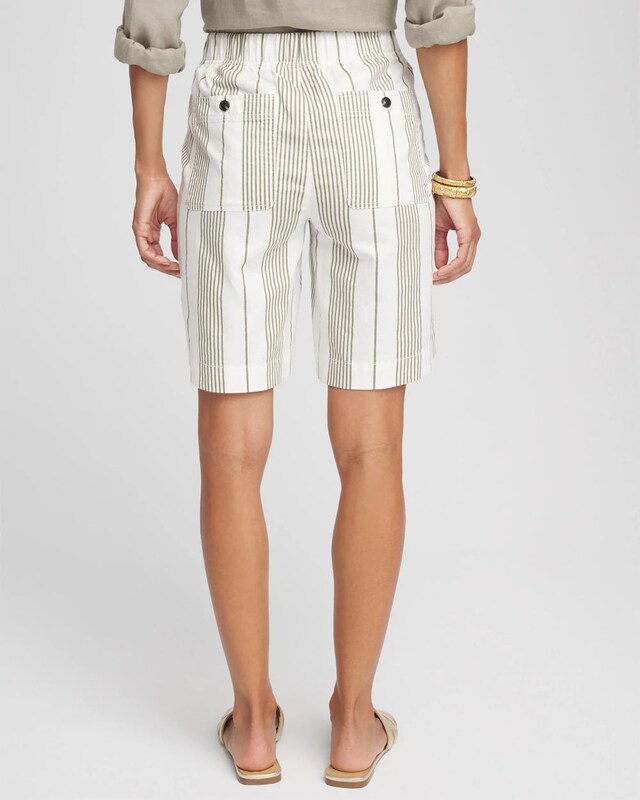 Striped Cotton-Linen Pull-On Utility Shorts - image 3